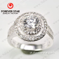 925 Sterling Prata Antique Nano Diamante Anel de Casamento